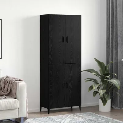 Zdjęcie produktu dla VidaXL Wysoka szafka, 2 sztuki, kolor czarny, imitacja dębu, wymiary: 69,5 x 34 x 180 cm