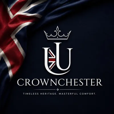 Zdjęcie produktu dla Pufa Chesterfield, wzór Union Jack, ciemnoniebieska, skóra, styl vintage