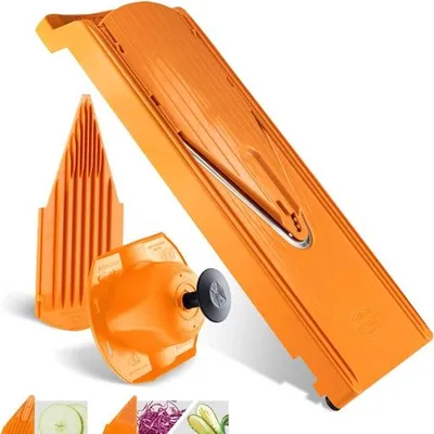 Zdjęcie produktu dla Börner V3 Slicer Basic Set Krajalnica do warzyw Krajalnica do warzyw Tarka kuchenna Tarka do warzyw Krajalnica do ziemniaków, kolor: pomarańczowy