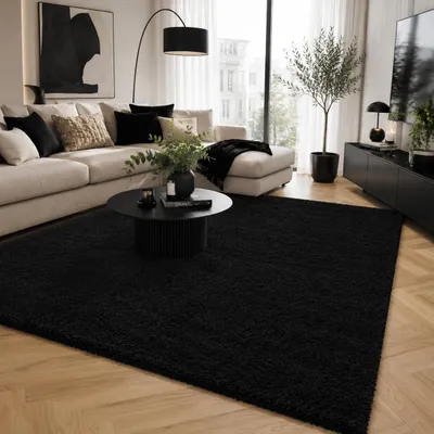 Produktbild von Aloha Schwarz – Hochflor Langflor Shaggy Teppich, Größe:60x110 cm
