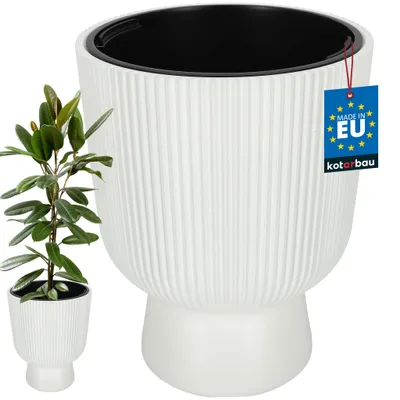 Image de KOTARBAU® Pot de Fleur Pot Plastique Plante Ø 39 cm avec Bac Intérieur Pot de Jardin Pot de Fleur Exterieur H : 49 cm PVC