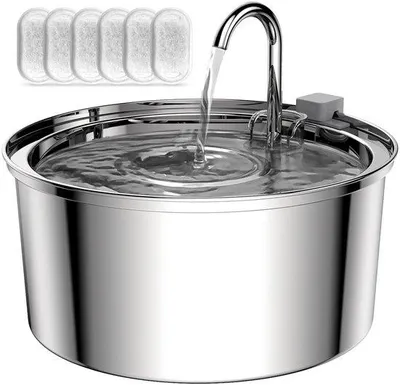 Produktbild von Katzen-Trinkfontäne 3,2L Edelstahl, Wasserspiel, Spülmaschinenfest, Filter