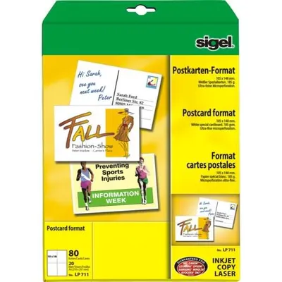 Produktbild von SIGEL LP711 Postkarten, DIN A6 (105x148 mm), weiß, 80 Karten