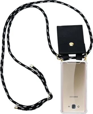 Produktbild von Cadorabo Hülle für Samsung Galaxy J7 2015 Schutzhülle in Schwarz Handy Kette Silikon Kordel abnehmbares Etui