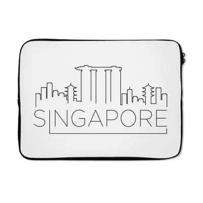 Produktbild von MuchoWow® Laptop Hülle 13 Zoll Skyline "Singapur" auf weißem Hintergrund Laptoptasche - Laptophülle - Sleeve - Rundumschutz
