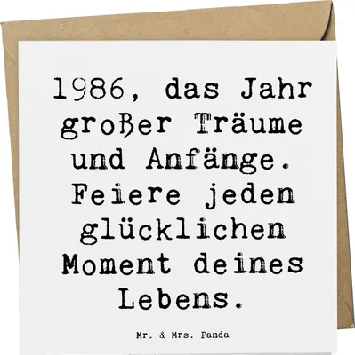 Produktbild von Mr. & Mrs. Panda Deluxe Karte Spruch 1986 Geburtstag - Weiß - Geschenk, Lebensfreude, anlasskarte, Grußkarte, Happy Birthday, Nostalgie, Alter, Inspiration, faltkarte