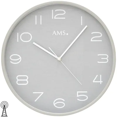Produktbild von AMS 5521 Wanduhr Funk Funkwanduhr analog Holz grau