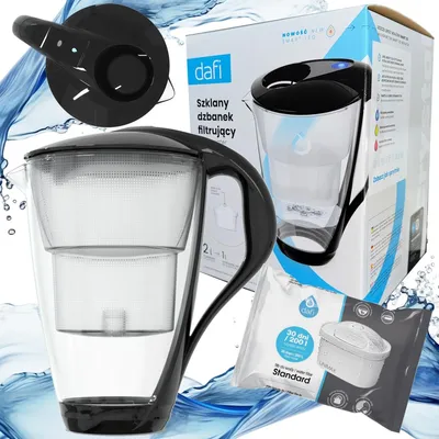 Produktbild von Schwarze Glas-Filterkanne Dafi Crystal 2 l mit Unimax Filter LED Wasserfilterung