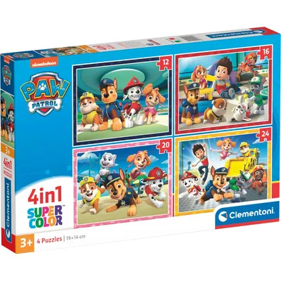 Zdjęcie produktu dla Clementoni puzzle 4w1 SuperKolor Psi Patrol 21513