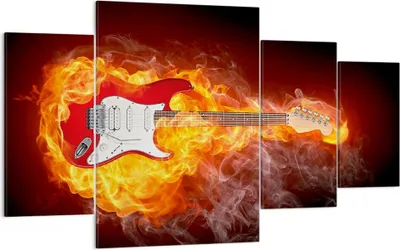 Produktbild von Bild auf Leinwand - Leinwandbild - Flammen Gitarre Instrument - 160x90cm - Wand Bild - Wanddeko - Leinwanddruck - Bilder - Kunstdruck - Wanddekoration - Leinwand bilder - Wandkunst - DL160x90-0196