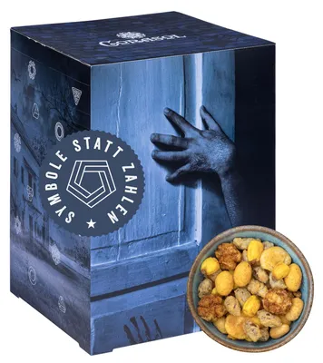 Produktbild von Corasol Escape & Snack Adventskalender für Erwachsene mit Escape-Rätsel-Thriller: Ein wahnsinniges Spiel - mit Nüssen, Snacks, Schokolade (710 g)
