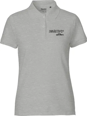 Produktbild von Huuraa Damen Polo Shirt Zahnärztin mit Herz M Sport Grey Bio Baumwolle Fairtrade Poloshirt Geschenkidee
