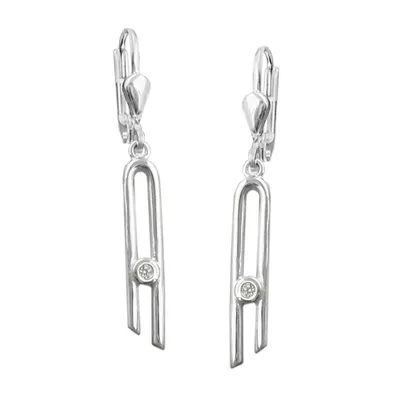 Produktbild von Ohrbrisur Ohrhänger Ohrringe 37x4mm mit Zirkonia schmal glänzend Silber 925 silber 37x4mm