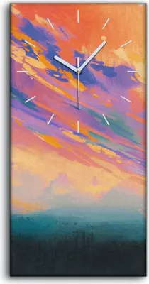 Produktbild von Wanduhr Leinwand Bild Uhr Geräuschlos 30x60 Mann und Frau Wolken Landschaft - weiße Hände