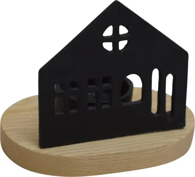 Produktbild von Teelichthalter Haus Deko Wohnzimmer Metall Schwarz 10 cm