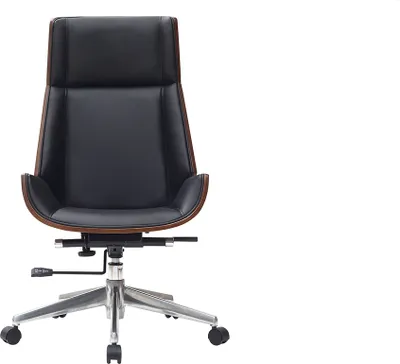 Produktbild von Miliboo - Design-Bürosessel dunkles Holz und Schwarz CURVED