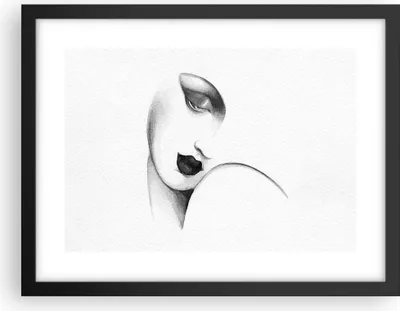 Produktbild von Gerahmtes Poster - Schwarzer Rahmen - Porträt Frau Skizze - 40x30 cm - Wand Bild - Wanddeko - Wandbilder - Kunstposter - Wandposter - Bilderrahmen - Bilder - Kunstdruck - P2BAA40x30-4475