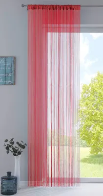 Produktbild von Fadengardine, HxB 250x140 cm, Rot mit Tunneldurchzug und eingenähtem Kräuselband
