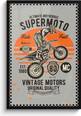 Produktbild von MuchoWow® MuchoWow® Gerahmtes Poster Mancave - Motor - Motocross - Retro 60x90 cm - Poster mit zchwarzem Bilderrahmen - Kunst
