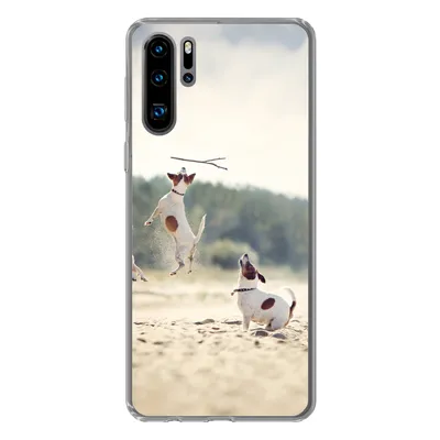 Produktbild von MuchoWow® Handyhülle Schutzhülle Hülle für Huawei P30 Pro Hund - Zweig - Sand Silikon Softcase Handy Hülle - Schutzdeckel
