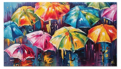Immagine prodotto di Giallobus - 60 - Ombrelli colorati - Giallobus - 140L x 80l cm - Quadro - Vetro acrilico