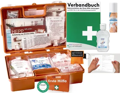 Produktbild von Verbandskoffer (K) Typ CSN - INKL. 90° ARR. Erste Hilfe - aktuelle DIN 13157 (Betriebe) -DSGVO- INKL. Hygiene-Gel + Beatmungshilfe + Sprühpflaster
