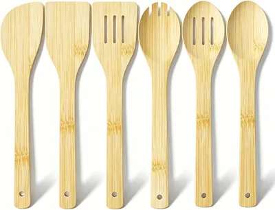 Produktbild von Küchenutensilien Set 6-teilig, Bambus, für Antihaftpfannen, Kochzubehör