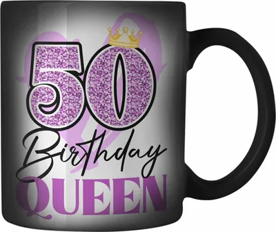 Produktbild von Trendation -  50. Geburtstag Farbwechsel Zauber-Tasse Frau Geschenk 50er Geschenkidee 50 Mutter Frauen Lustig Geschenke (Schwarz)