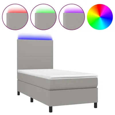 Productafbeelding van vidaXL Boxspringbed met matras en LED-verlichting, lichtgrijs, 80x200 cm, stof