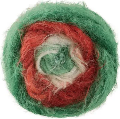 Produktbild von Lana Grossa BASTA MISTA 50 g Garn im Fake Fur Look mit attraktivem Franseneffekt 100 m Farbe 799 - Grün/Weiß/Rot