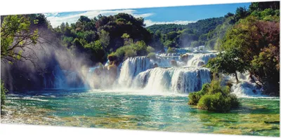 Produktbild von Wandtapete - Dekorative Tapete für Wohnzimmer- Tapetenfolie für Wanddekoration - 208x146 cm - Wasserfalllandschaft