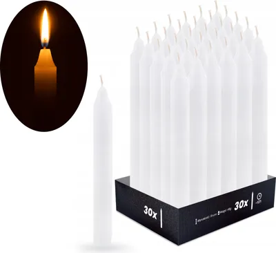 Produktbild von Spitzkerzen 30er Pack 19x1,9 cm Weiß Stabkerzen Tropffreie Tafelkerzen Kerzen Lange Brenndauer 6 St Großpackung Leuchterkerzen für Gastronomie Feste