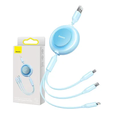 Obrázek produktu pro 3W1 Baseus Bright Mirror 2 Usb kabel, Micro Usb / Lightning / Usb-C, plochý, 3,5A, 1,1M (modrý)
