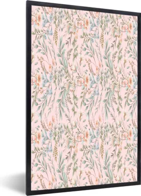 Produktbild von MuchoWow® MuchoWow® Gerahmtes Poster Blumen - Pastell - Collage 20x30 cm - Poster mit zchwarzem Bilderrahmen - Drucken - Bilder Poster im Rahmen
