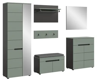 Image de Canu ensemble d'armoires de rangement C2 incl. coussin vert poussiéreux, gris foncé.