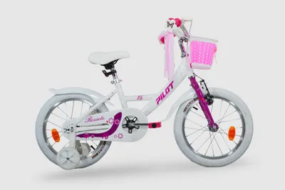 Produktbild von Pilot Bike 16 Zoll, Mädchenfahrrad, Kinderfahrrad Pink, Mit Korb, Stützrädern & Schutzblechen V-Brake, Stahlrahmen 1-Gang