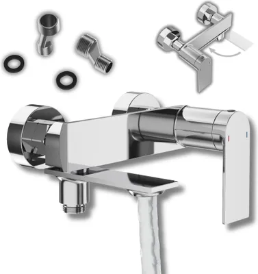 Produktbild von Granitan | Badarmatur Cabo - Wandbatterie - Chrom - Elegantes Design - Einhebelmischer mit Umsteller