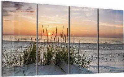 Produktbild von DEQORI Glasbild Echtglas 4x30x60 cm 'Sonnenuntergang am Strand' Wandbilder XXL groß