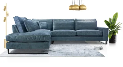 Produktbild von AX LIVING Eckcouch blau Castellio Wohnlandschaft L Form 314 cm L