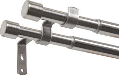 Produktbild von Mardom Home | Gardinenstange - Basic - Silber - Ausziehbar 120-210 cm - Vorhangstange Ø 19/16 mm - 2-läufig - Komplettstilgarnitur - für Gardinen