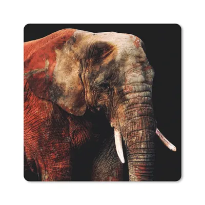 Produktbild von MuchoWow® Mauspad Mousepad Elefant - Rot - Zähne 20x20 cm - Mousepads - Maus Mat - Pad - Mausunterlage - Desk Mat - Bureauartikeln
