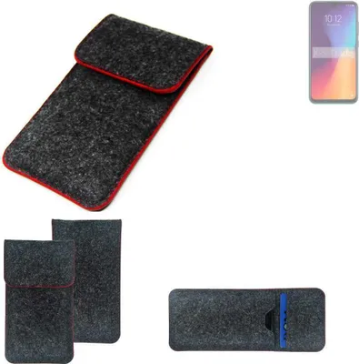 Produktbild von K-S-Trade Handy Schutz Hülle kompatibel mit FreeYond M6 Schutzhülle Handyhülle Filztasche Pouch Tasche Case Sleeve Filzhülle dunkelgrau roter Rand