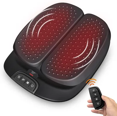 Productafbeelding van Snailax Vibrerende en verwarmende voetmassageapparaat, elektrisch voetmassageapparaat met afstandsbediening, voetmassageapparaat voor voetmassage, zwart, cadeau