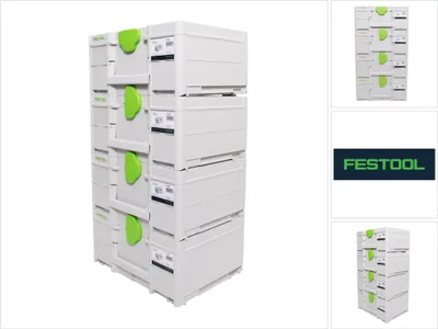 Zdjęcie produktu dla Festool Systainer Set 4x SYS3 M 187 ( 4x 204842 ) 15,9 litra 396x296x187mm Walizka narzędziowa z możliwością łączenia