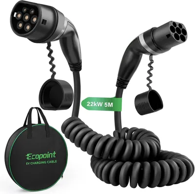 Obrázek produktu pro Spirálový kabel typu 2 pro elektromobily (22 kW, třífázový, 32A, 5 metrů, standard 3)