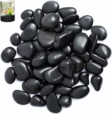 Imagen del producto de Piedras de rió negras, de 2 a 4 cm, 1 kg, para jardín y decoración