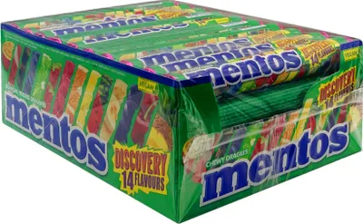 Produktbild von Mentos Discovery Kaubonbons, Kiste mit 40 Rollen à 37,5g