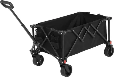 Produktbild von Faltbarer Bollerwagen - Mit Geländerädern - 80 l Volumen - Traglast 60 kg - Stahlrahmen - 600D Oxfordgewebe - PVC-Räder - Verstellbarer Griff - Schwarz