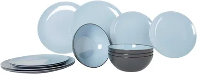 Immagine prodotto di Set di stoviglie blu, composto da 12 pezzi, per la cucina