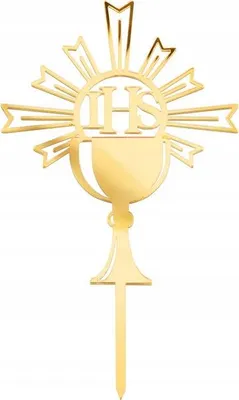 Produktbild von Topper Dekoration für Kommunionkuchen IHS Kelch Gold 14cm